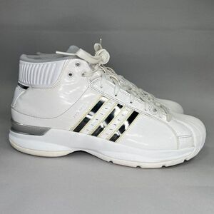 Adidas Pro Model Shoes Men's Size 10 White Mid Retro‎ Basketball Sneakers